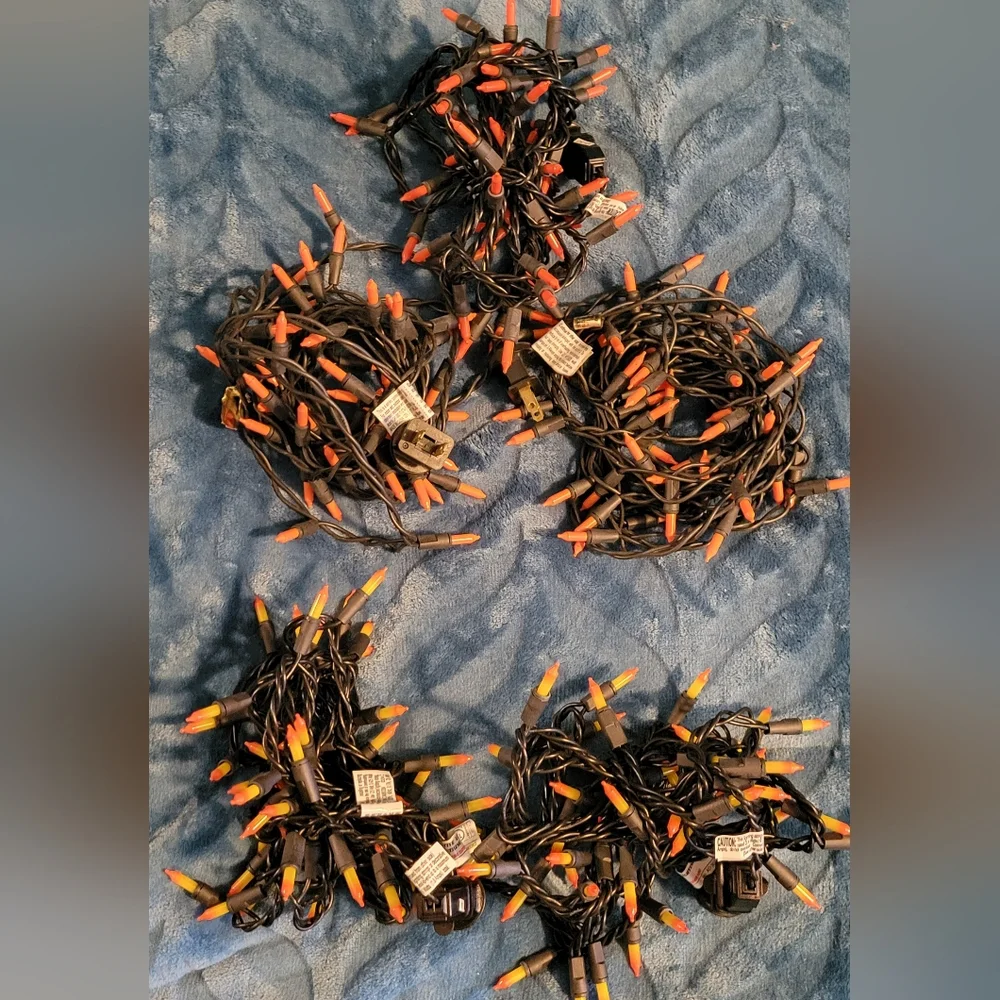 Halloween string lights 5 stands orange